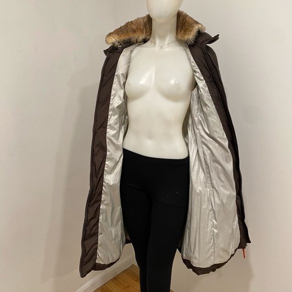 Marc New York Brown Long Length Duck Down Puffer Coat Small - Picture 5 of 7